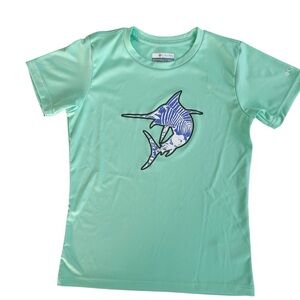 Columbia PFG Reel Adventure Swordfish Mint Omni-wick Sun Protection SS Tee Sz M